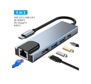 5-in-1 USB Type C Hub to USB C, 2 x USB 3.0 Ports, Gigabit Ethernet and HDMI adapter in Nairobi Kenya.