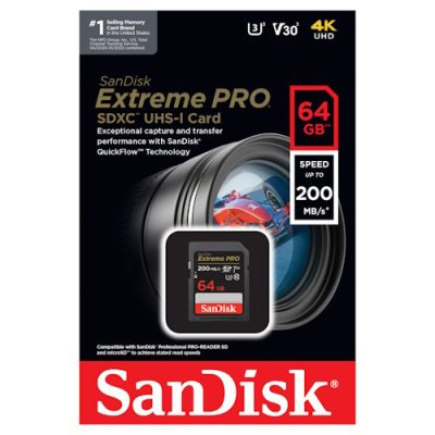 SanDisk Extreme PRO 64GB SDXC UHS-I Card 200 MBPs